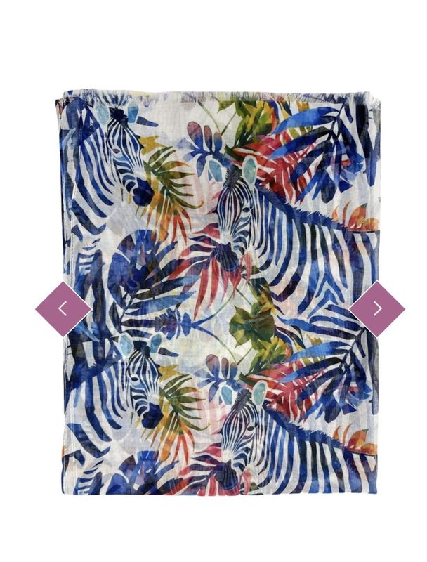 Blue safari zebra print scarf