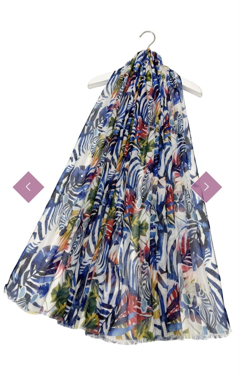Blue safari zebra print scarf