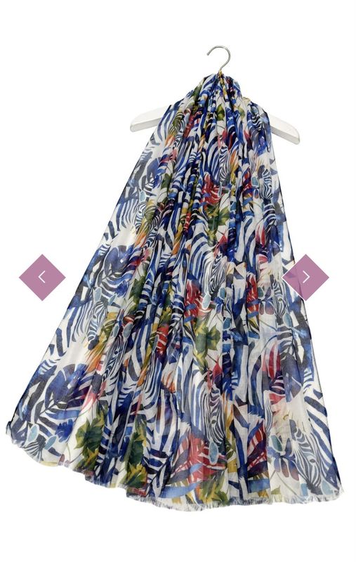 Blue safari zebra print scarf