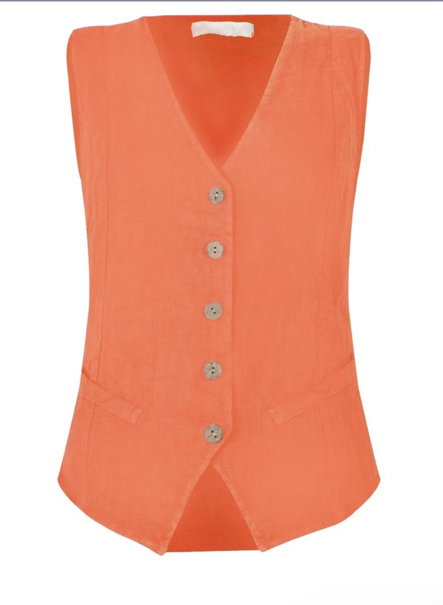 Kitty linen waistcoat coral orange