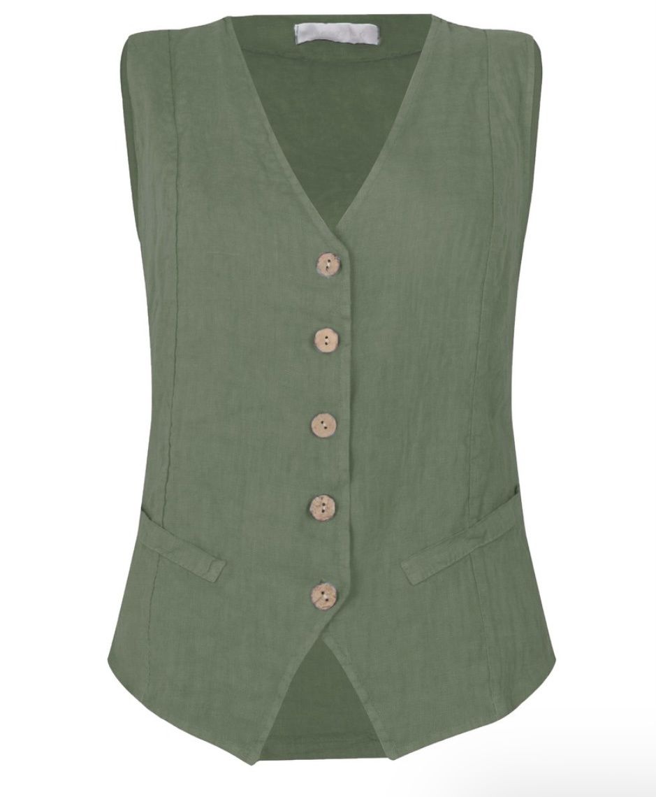 Kitty linen waistcoat khaki