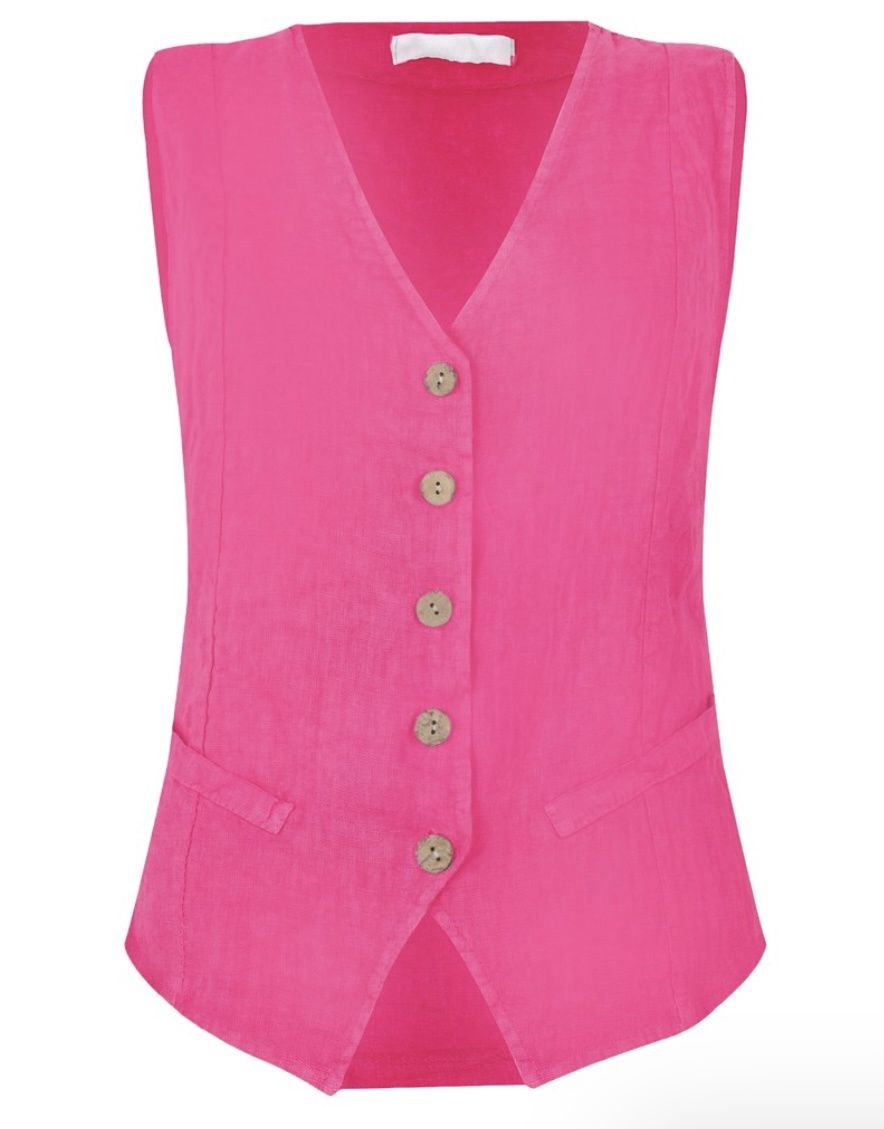 Kitty linen waistcoat Fuschia pink
