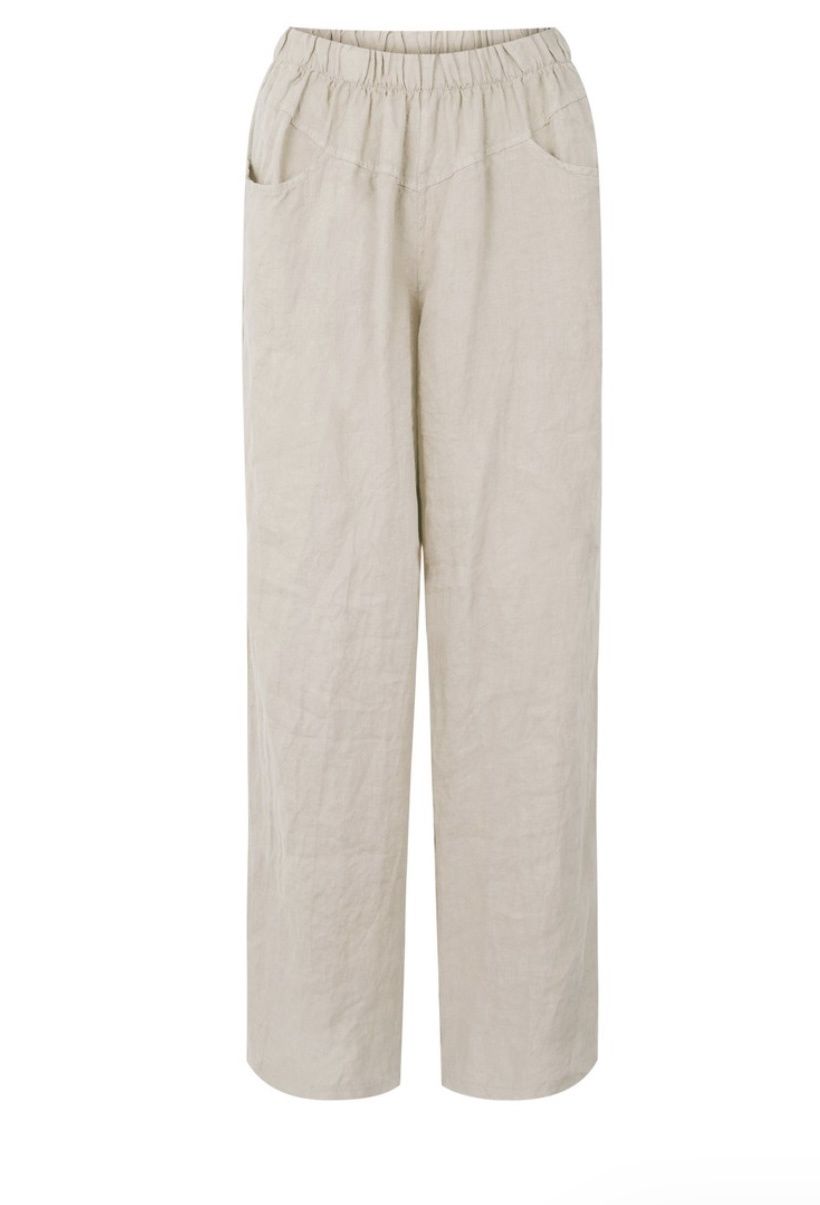 Orla long linen trousers natural beige