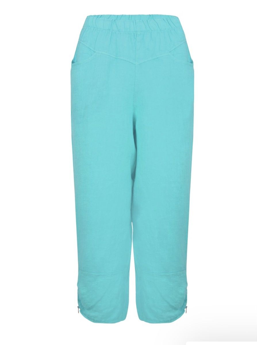 Orla cropped linen trousers turquoise