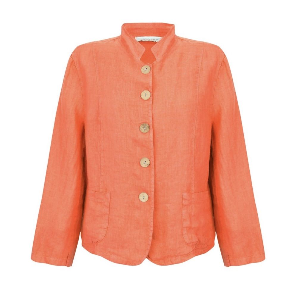 Katia linen jacket coral orange