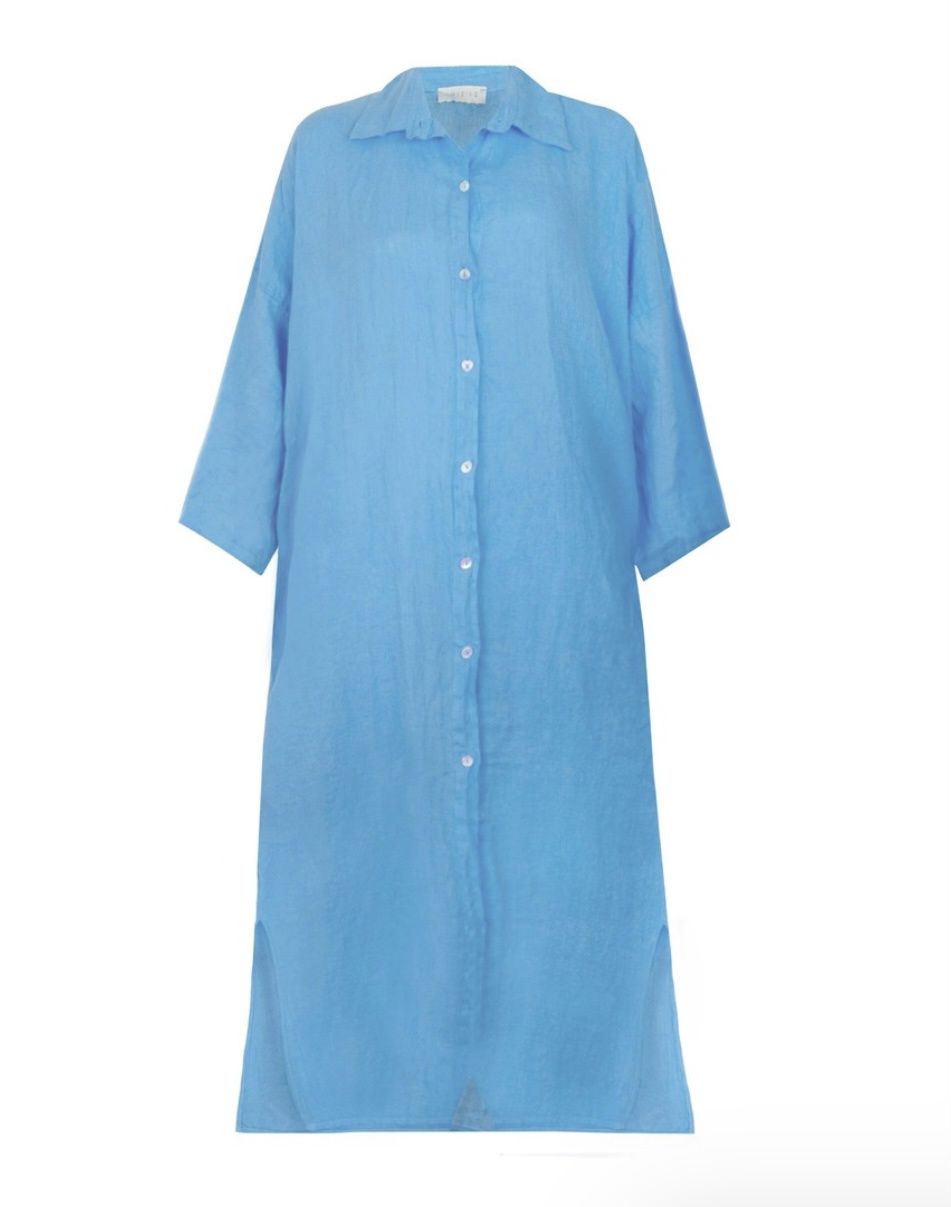 Finty linen oversized shirt dress blue