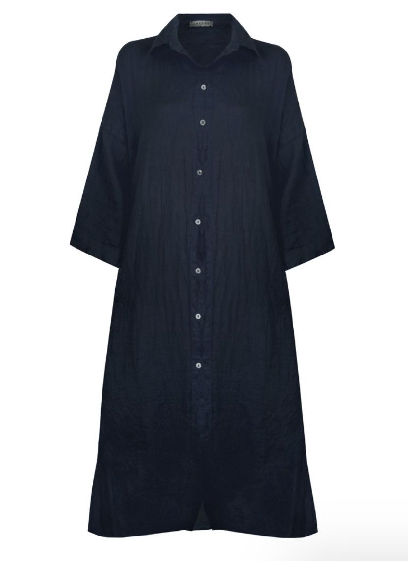 Finty linen oversized shirt dress navy