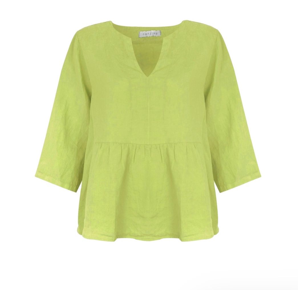 Elodie linen top lime green