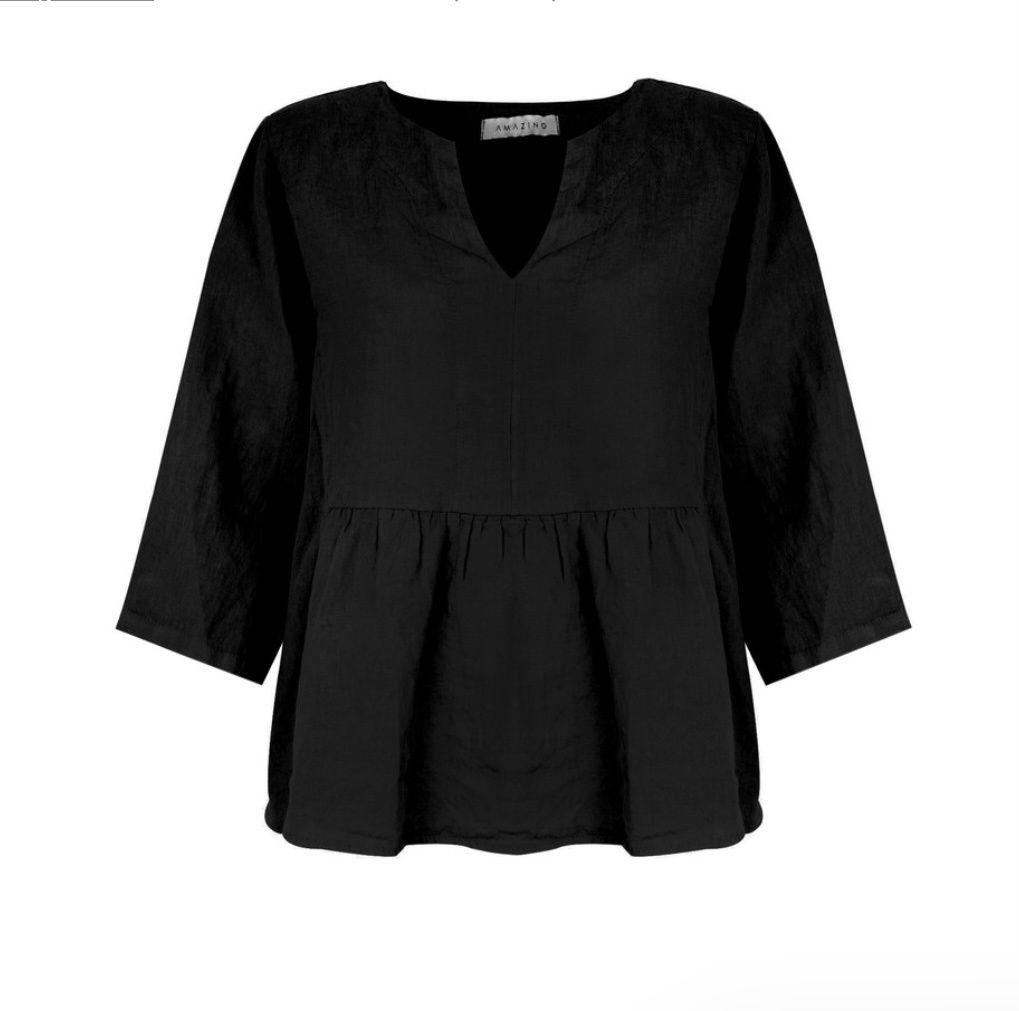 Elodie linen top black