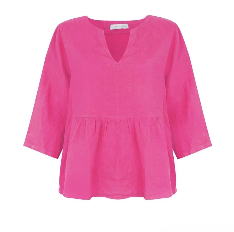 Elodie linen top Fuschia pink