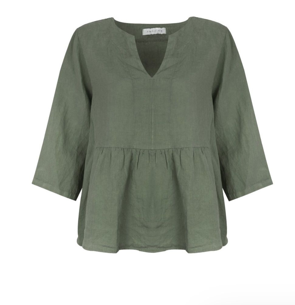 Elodie linen top khaki