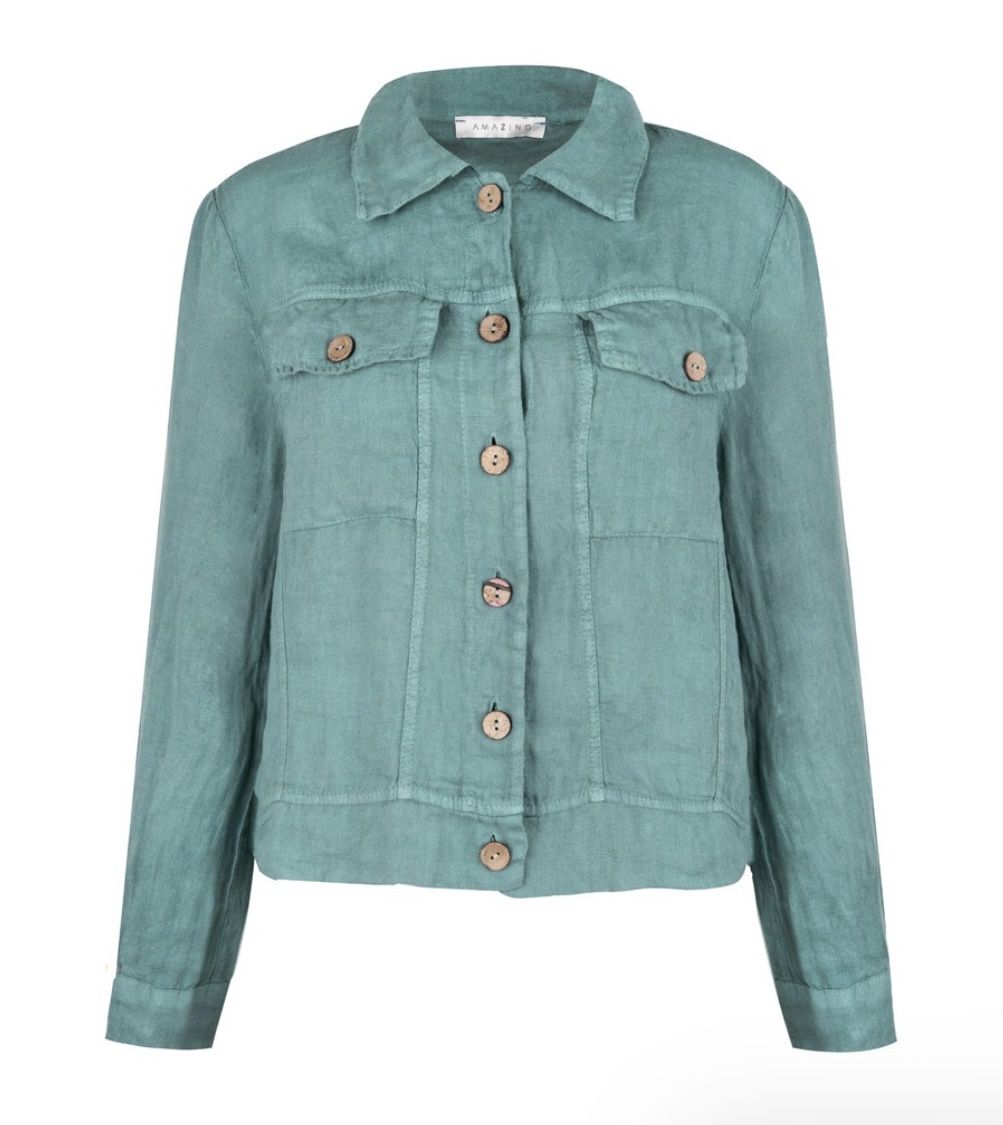 Kara linen jacket agata blue