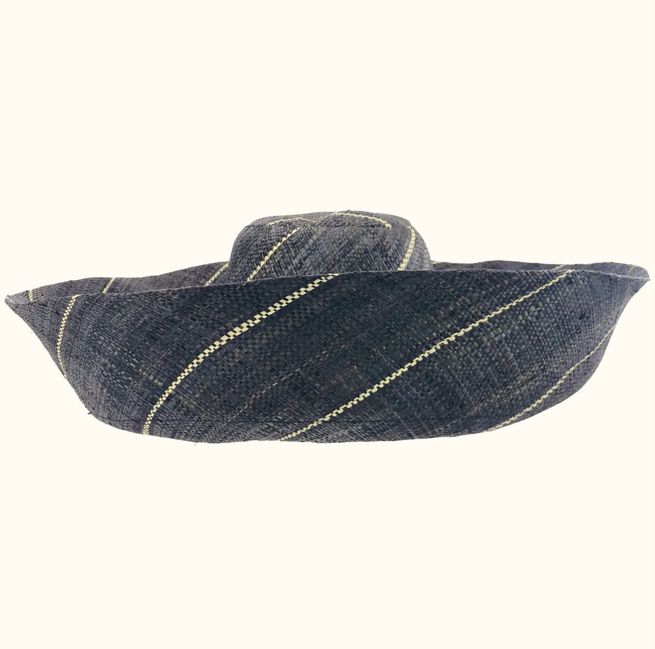 Large mimosa hat pinstripe black