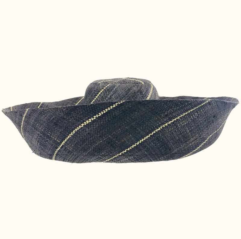 Large mimosa hat pinstripe black