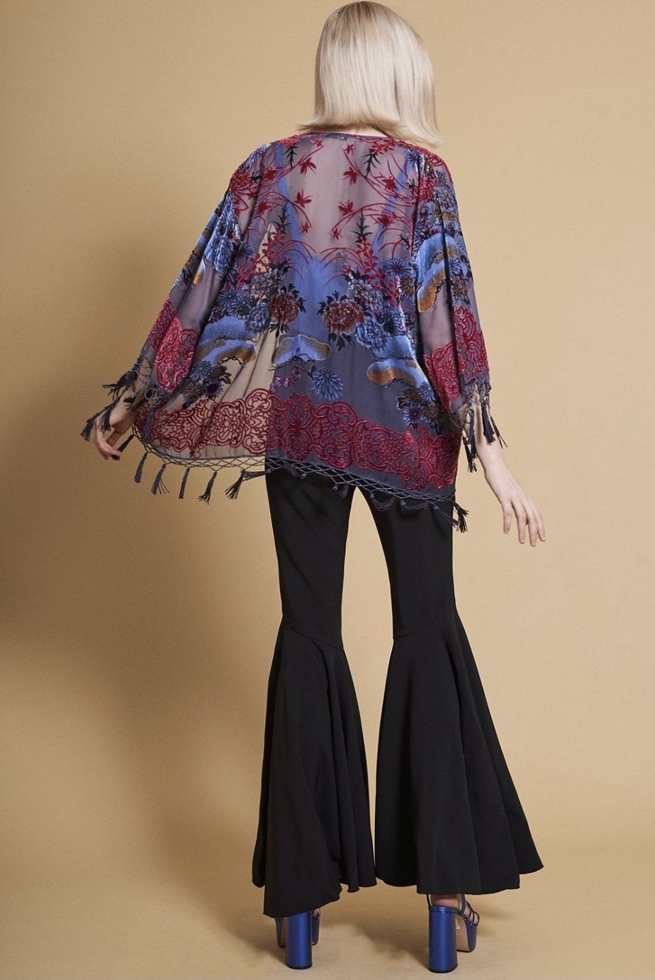 Grey silk kimono jacket