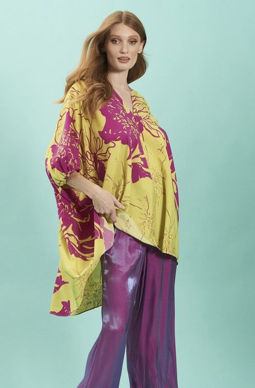 Sienna floral midi kimono yellow pink