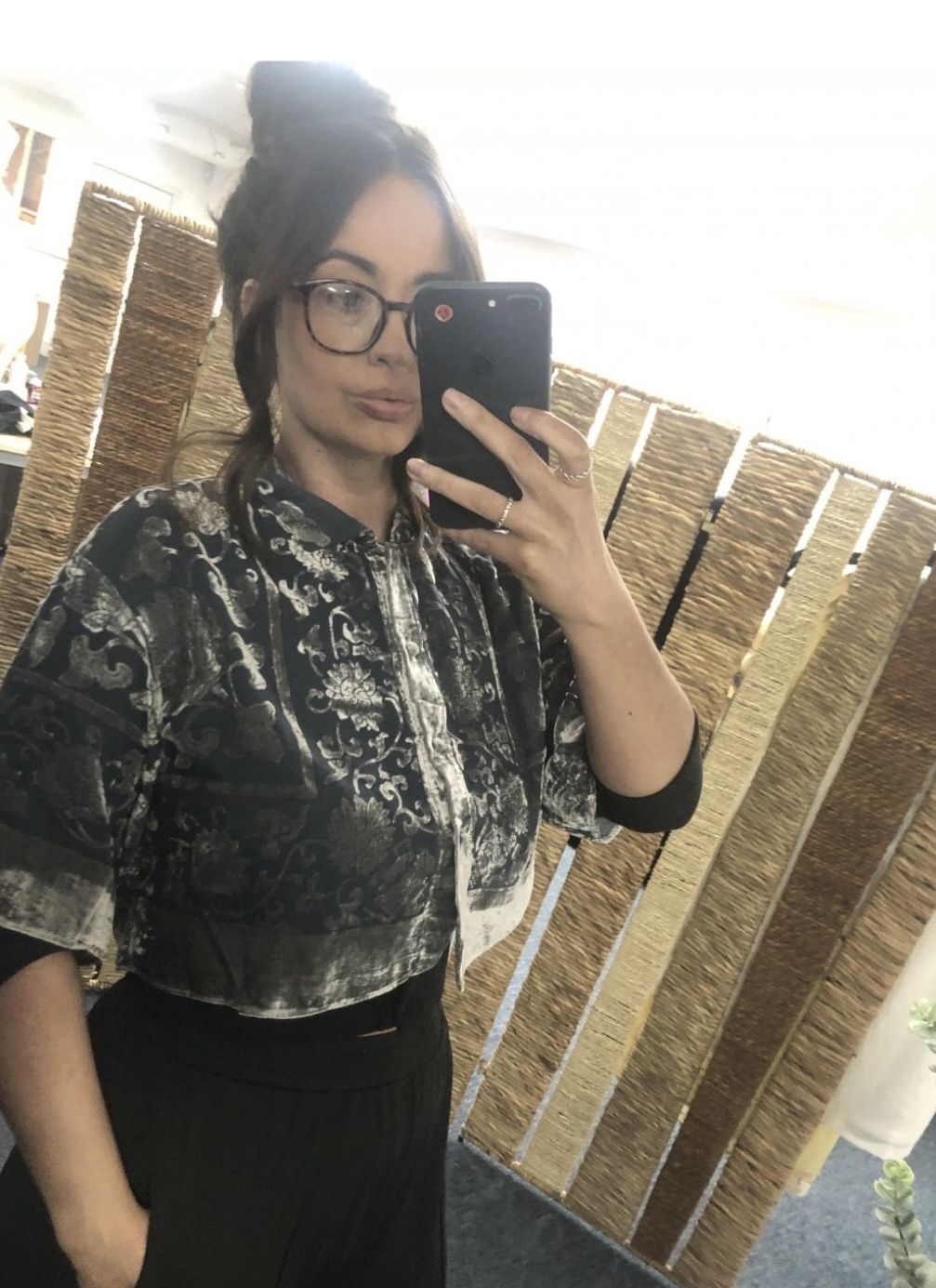 Grey Devore silk kimono top