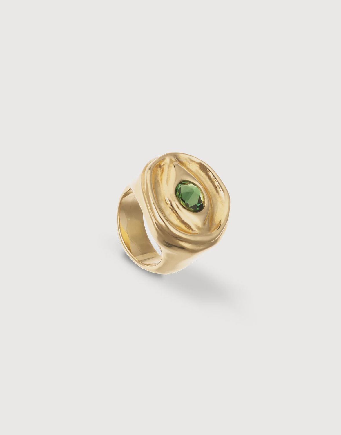 Eye shaped signet ring 18k gold