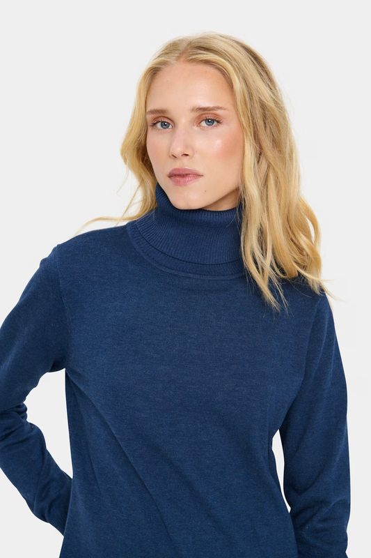 Mila dark blue polo neck dress