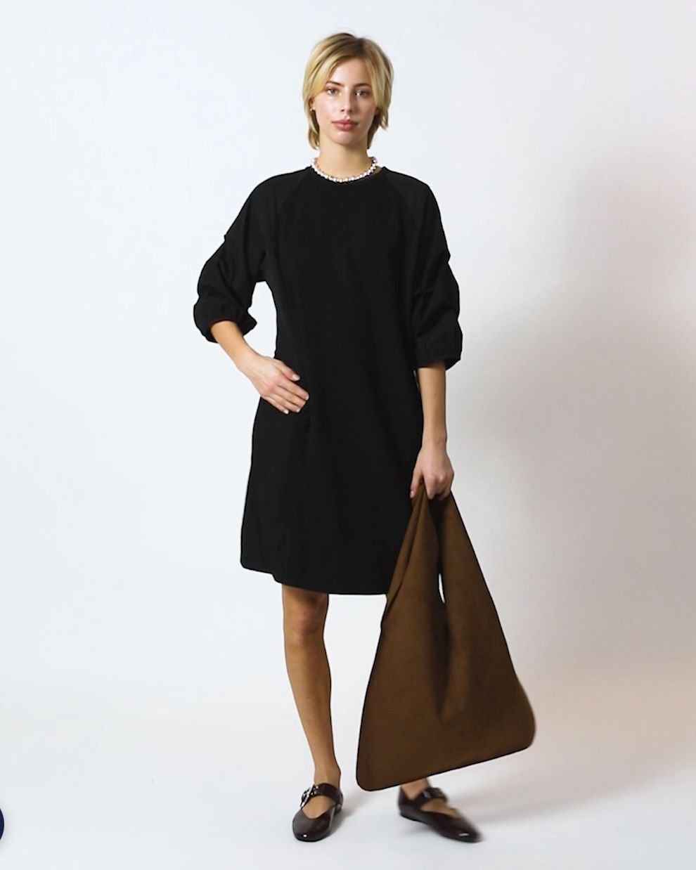 Black dress with puff sleeves
