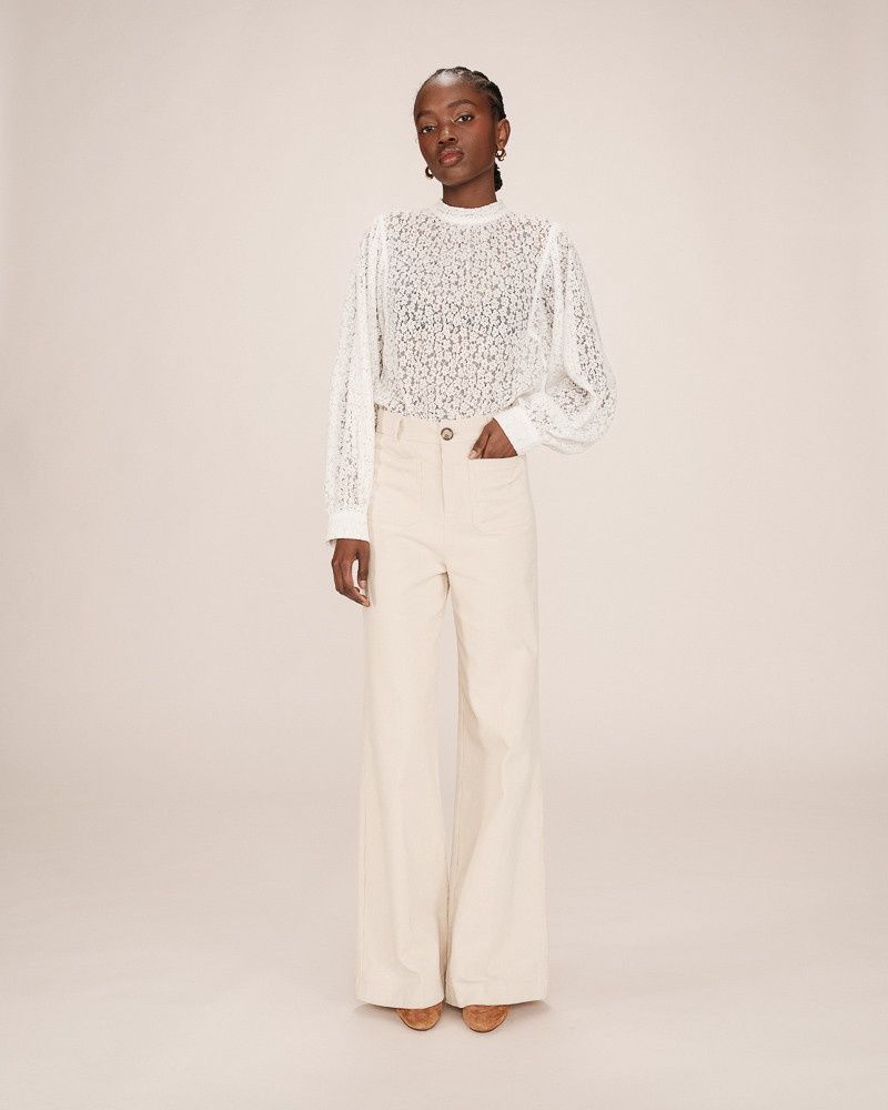 Samba wide leg corduroy trousers cream