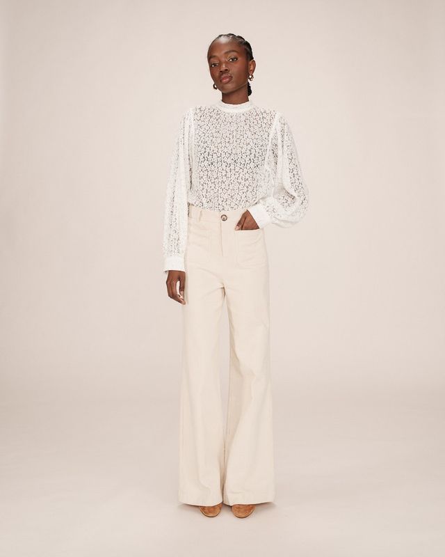 Samba wide leg corduroy trousers cream