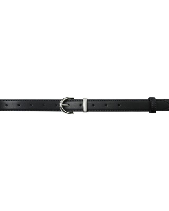 Silver leather belt black