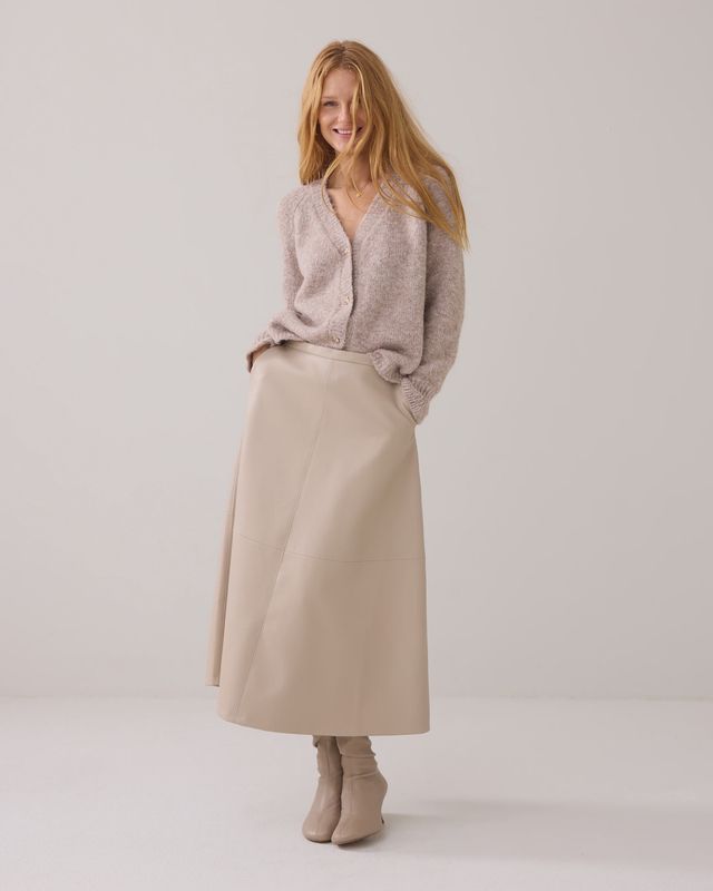 Faux leather skirt beige