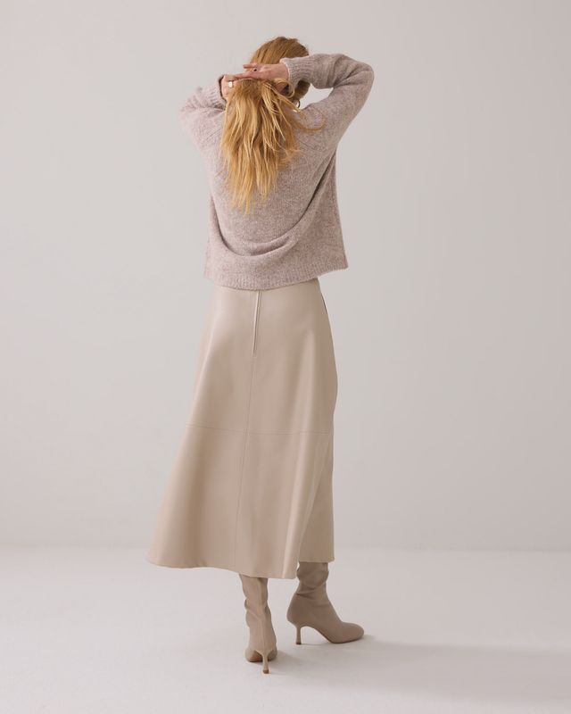 Faux leather skirt beige