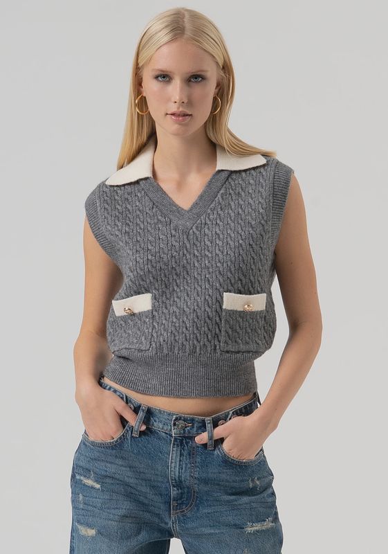 Tank top in grey and cream
