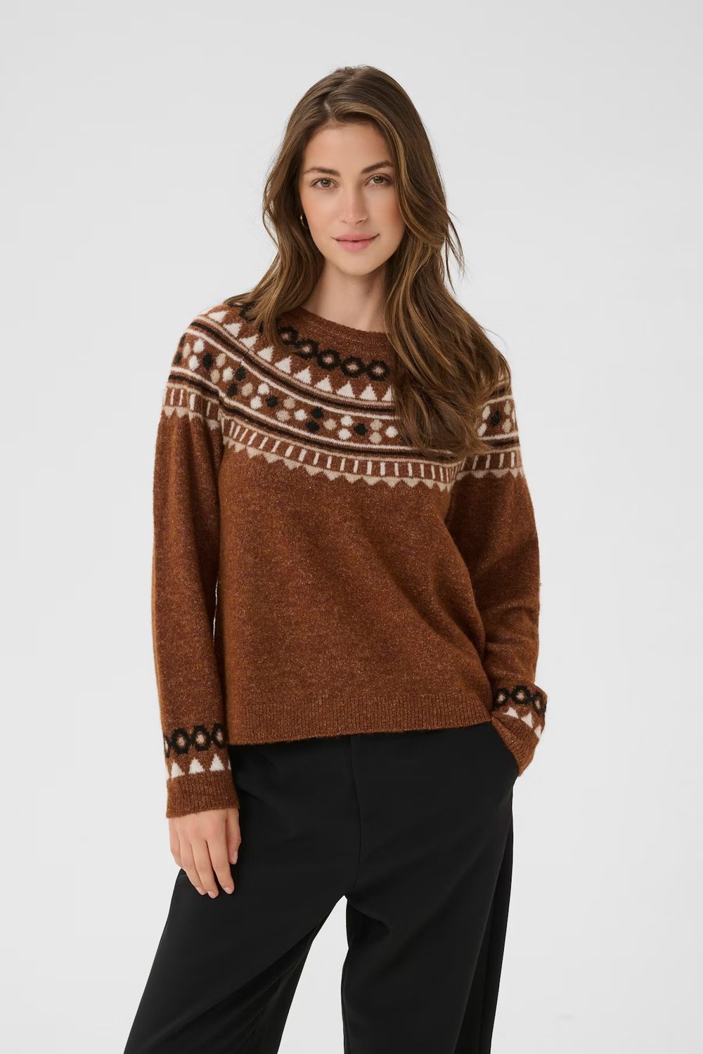 Cherrie fairisle jumper rust brown