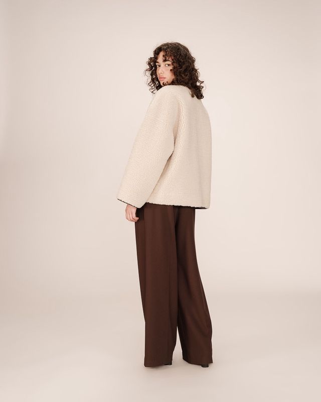 Simon Over-sized faux shearling coat beige