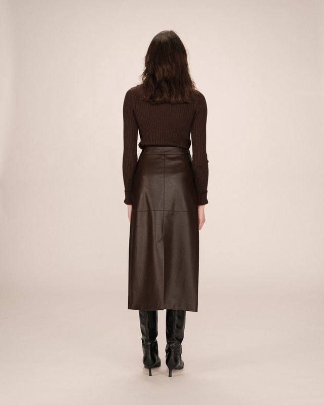 Sirene faux leather skirt chocolate brown