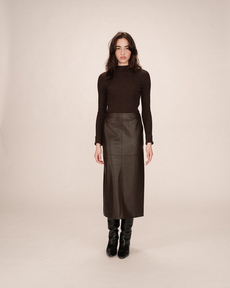 Sirene faux leather skirt chocolate brown