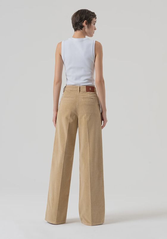 Corduroy wide leg palazzo trousers beige
