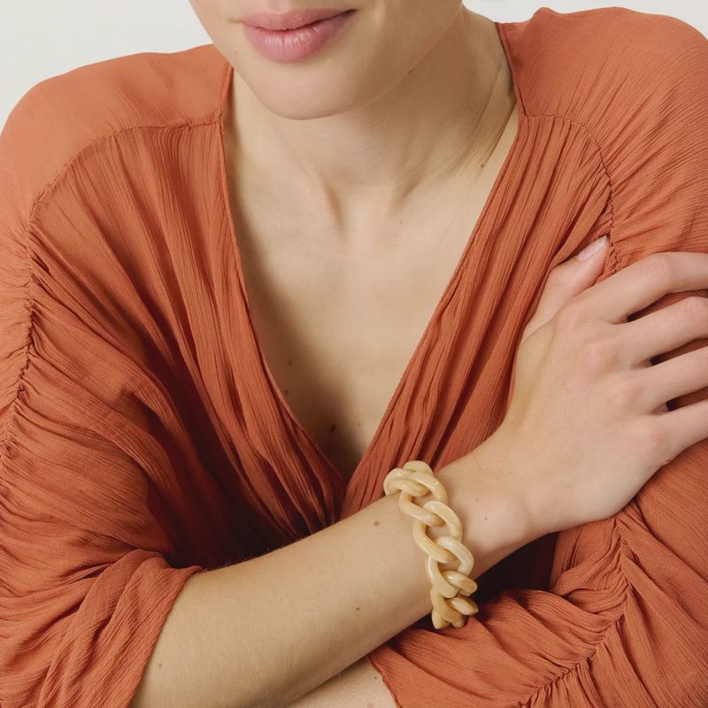 Flat chain bracelet camel