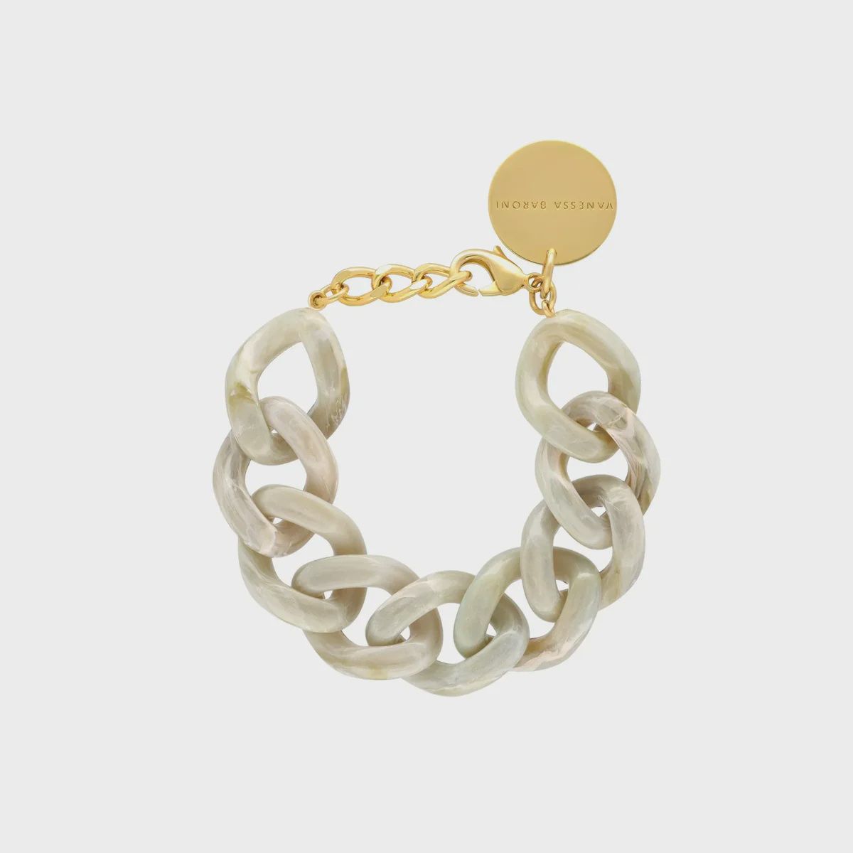 Flat chain bracelet sage green