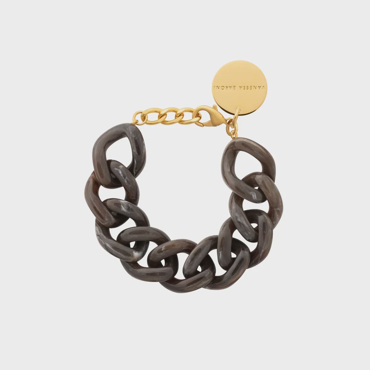 flat chain bracelet dark brown