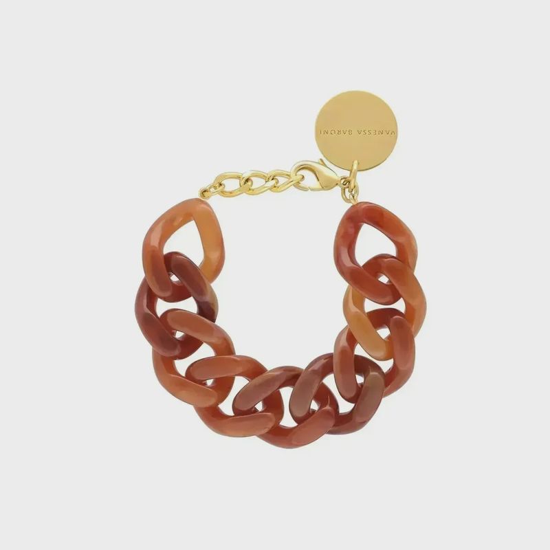 Flat chain bracelet toffee brown