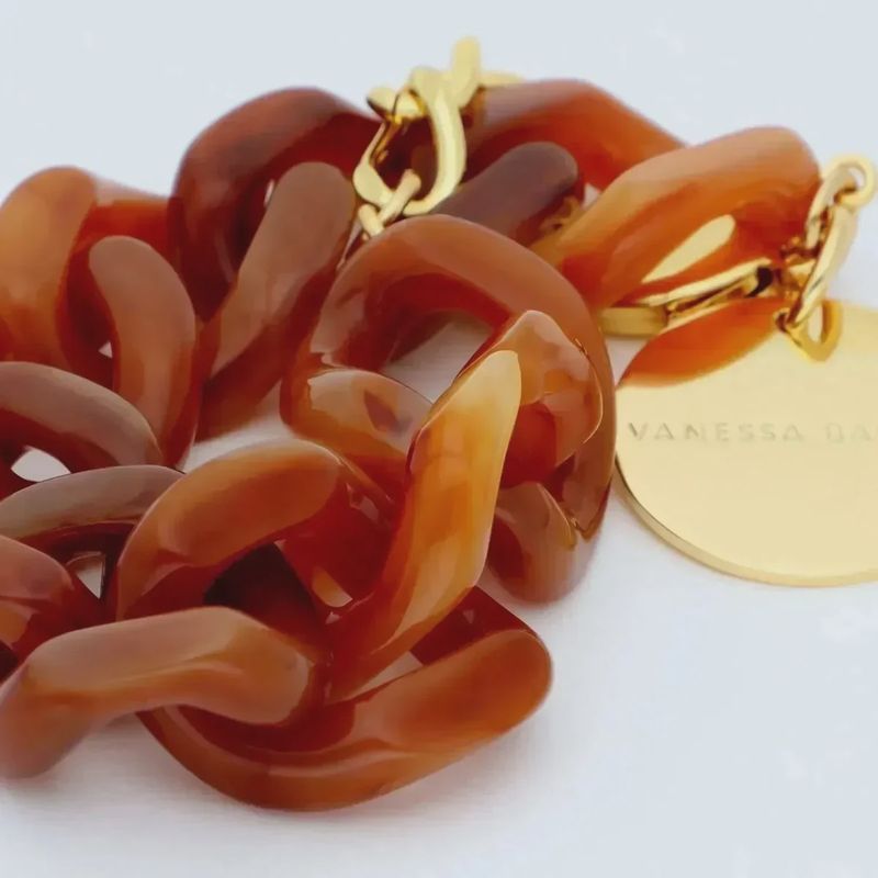 Flat chain bracelet toffee brown