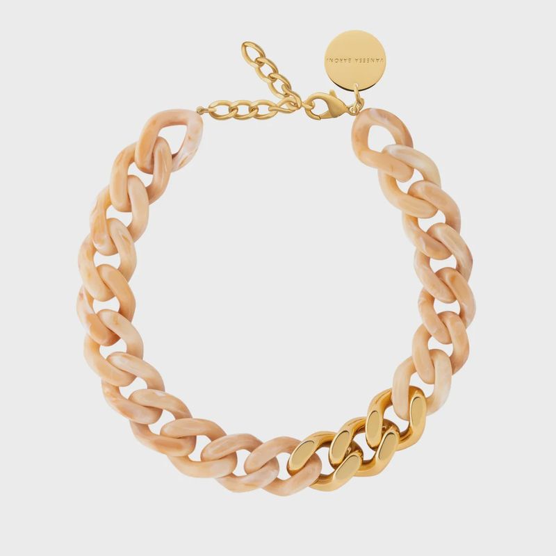 Flat chain necklace gold and deep cream