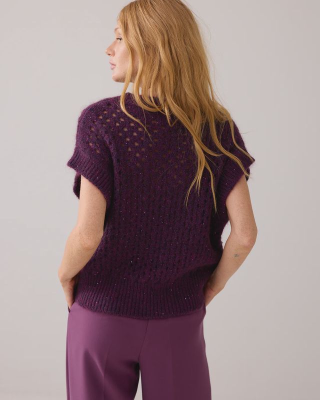 Oversized knitted tank top purple