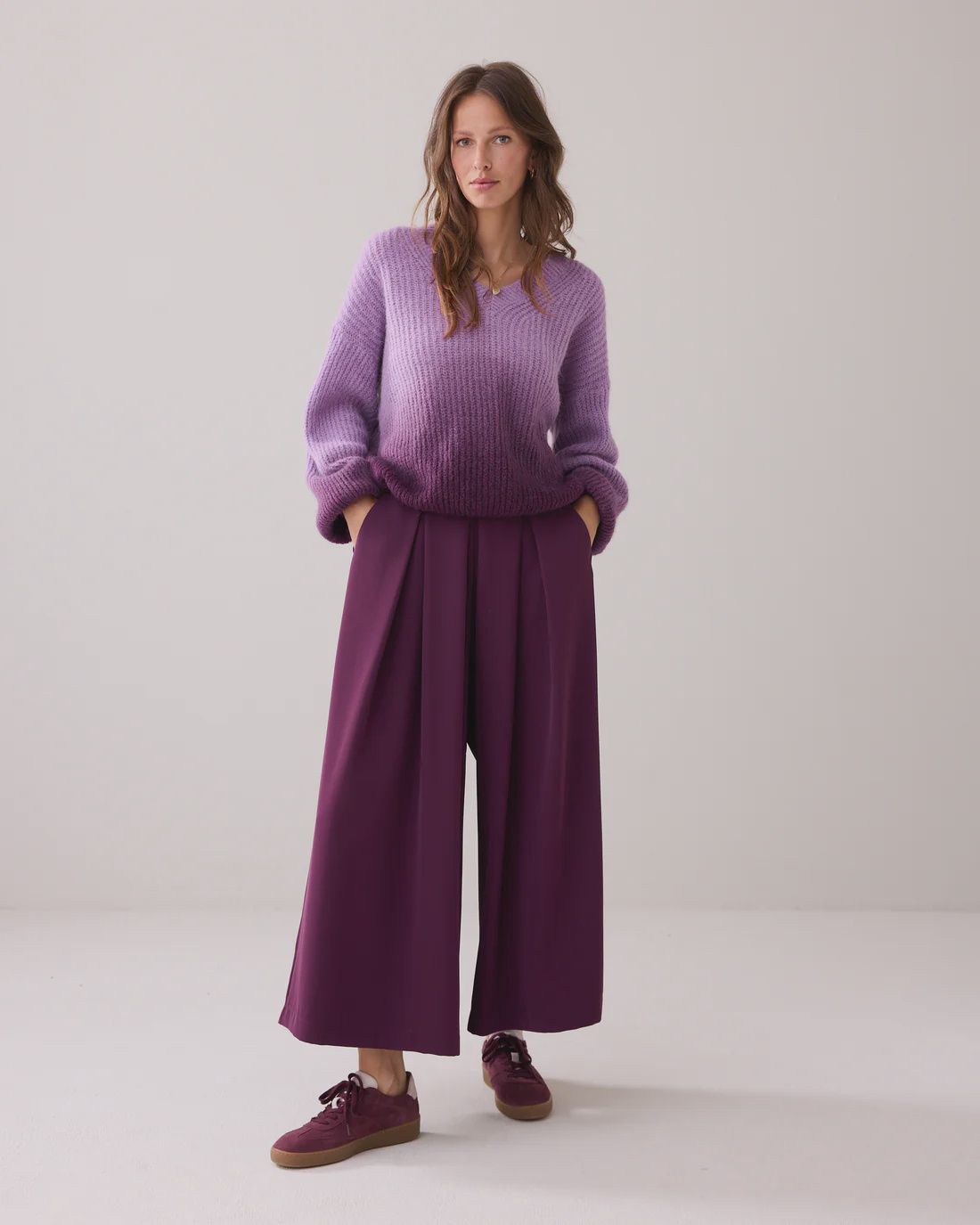 Wide leg culottes deep purple