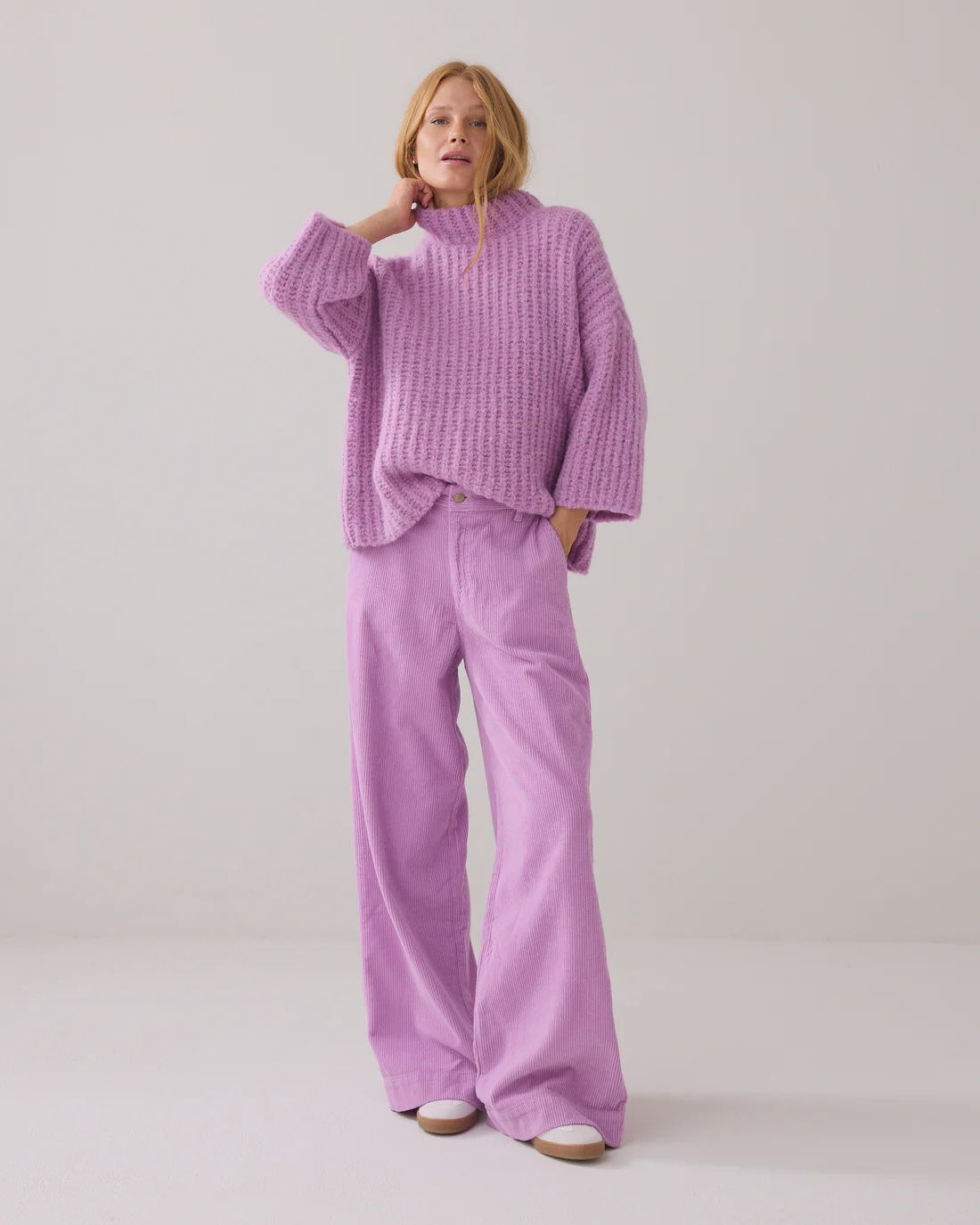 Wide leg corduroy trousers lilac purple