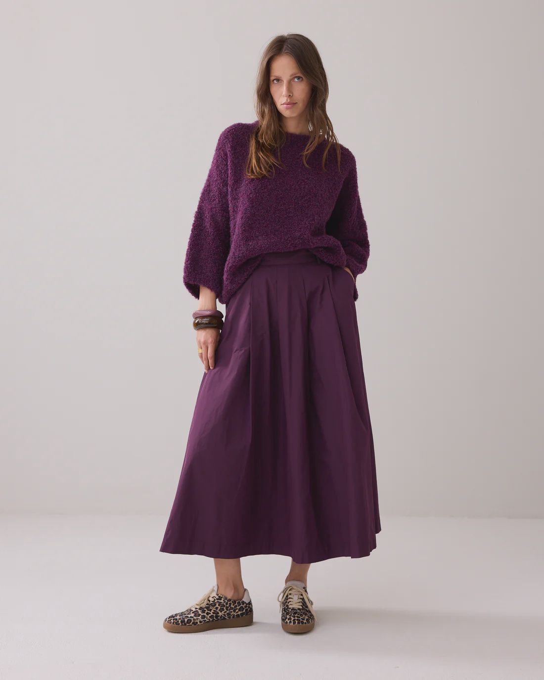 Taffeta skirt aubergine purple