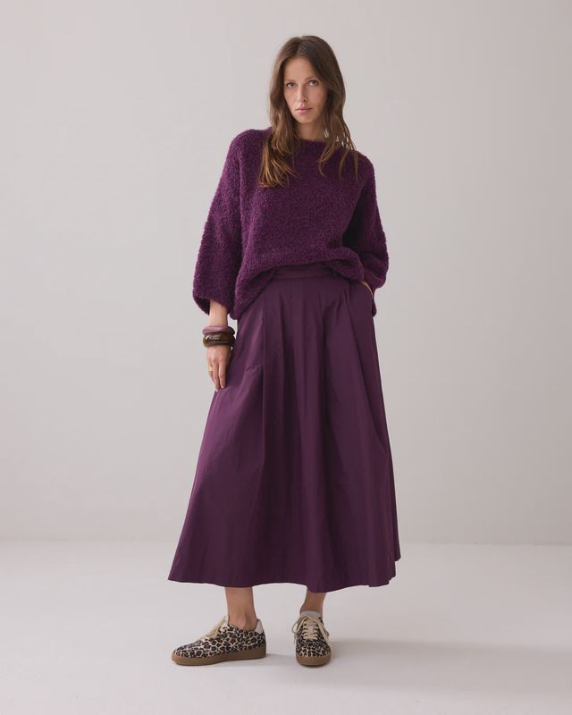 Taffeta skirt aubergine purple