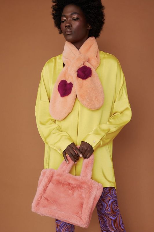 Orange faux fur bag