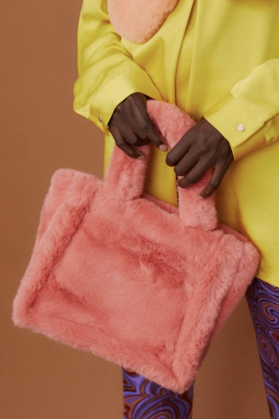 Orange faux fur bag