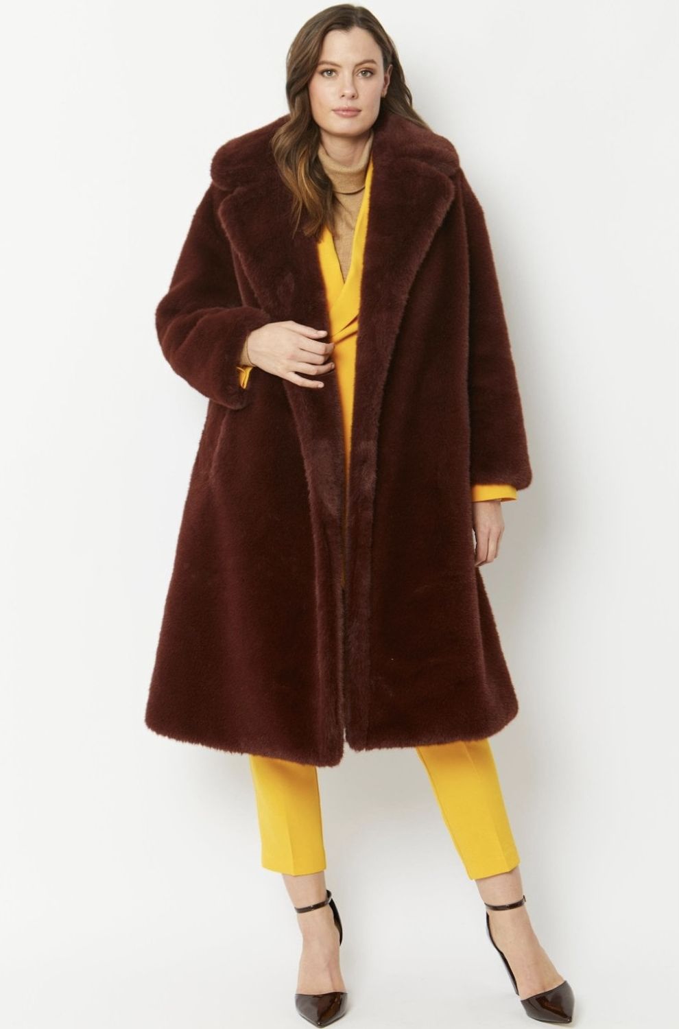 Brown faux fur coat
