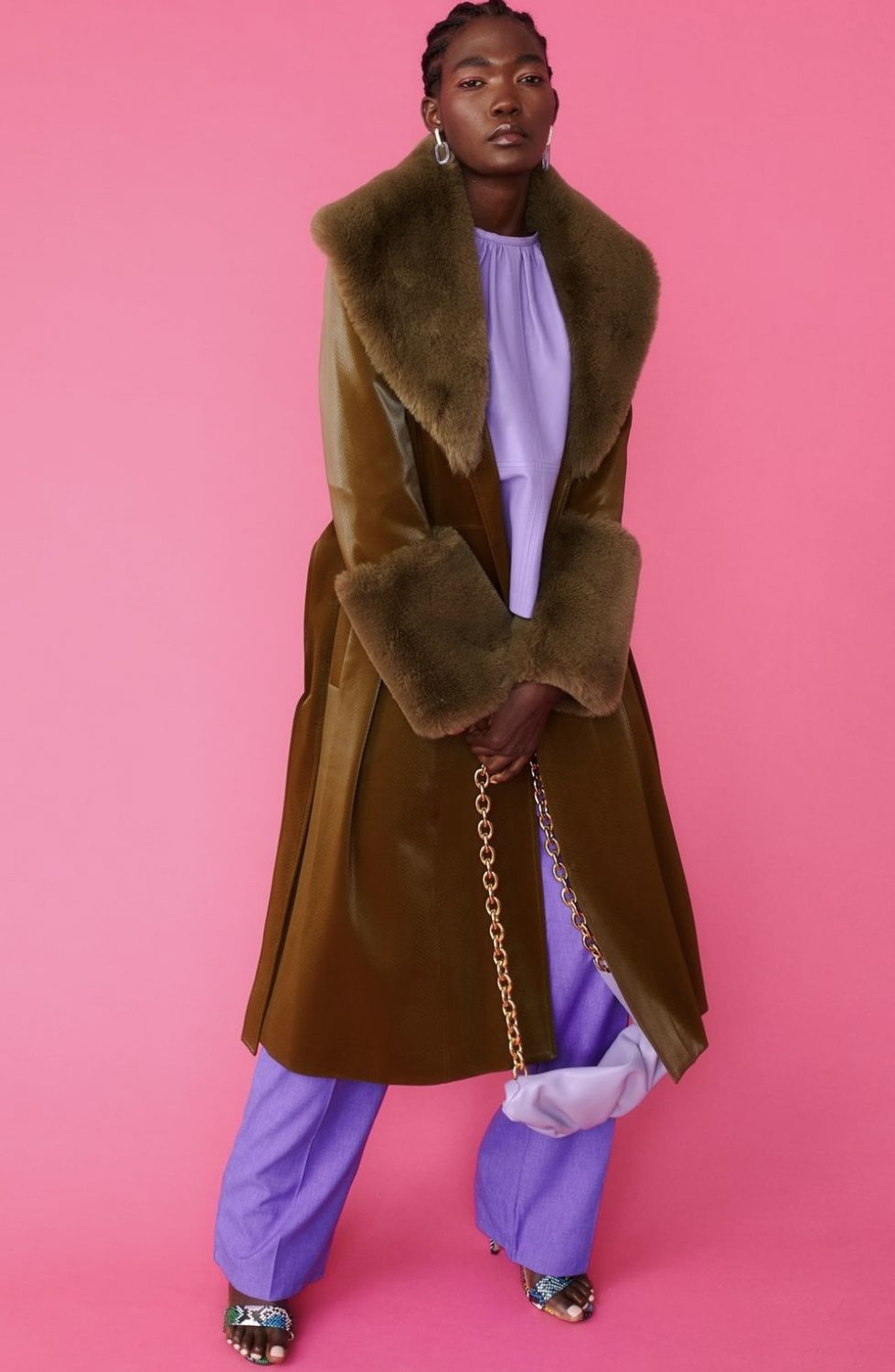 Olive green faux suede trench coat